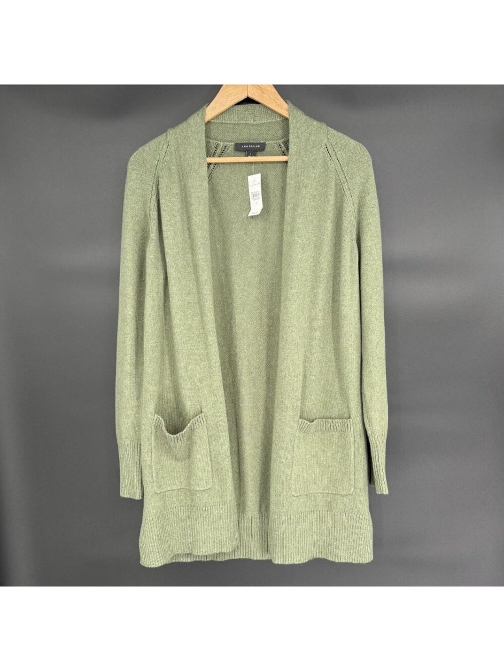 NWT Ann Taylor Women's Open Front Cardigan Sweater S Green Cashmere Blend Office